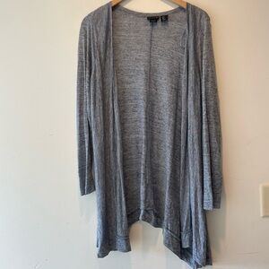 Tahari 100% Linen Open Hi Low Blue Cardigan Large